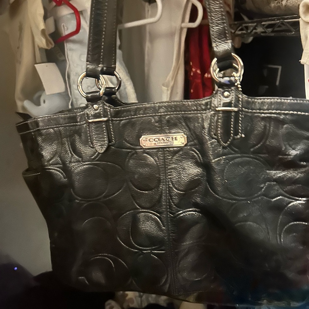 Coach Black Leather Tote Bag